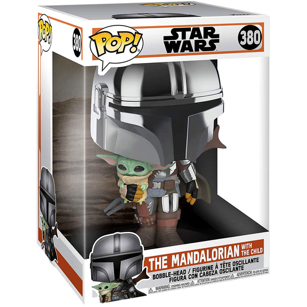Funko Pop! The Mandalorian - 10 Inch Chrome Mandalorian with The Child
