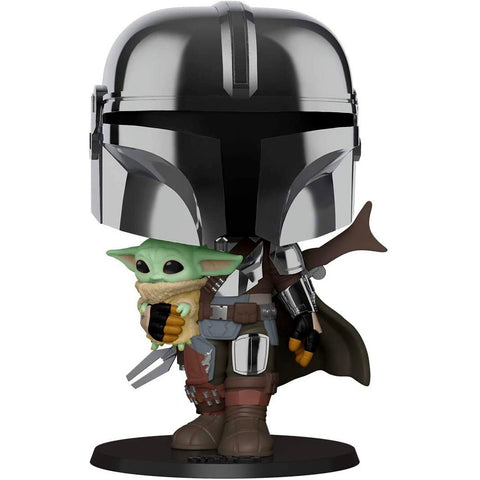 Funko Pop! The Mandalorian - 10 Inch Chrome Mandalorian with The Child