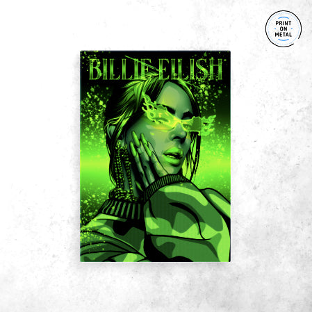Billie Eilish " Green " Poster - " Printed on Steel "