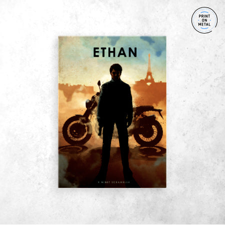 Ethan + BMW R NineT Scrambler Poster - " Printed on Steel "