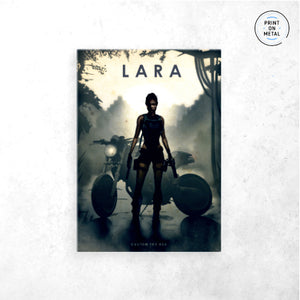 Lara + Custom Yamaha TRX 850  Poster - " Printed on Steel "