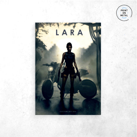 Lara + Custom Yamaha TRX 850  Poster - " Printed on Steel "