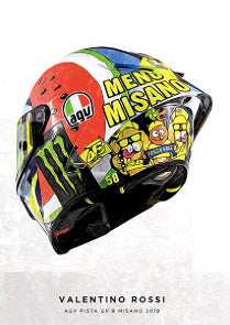 Valentino Rossi Misano Helmet Poster - 2 " Printed on Steel "