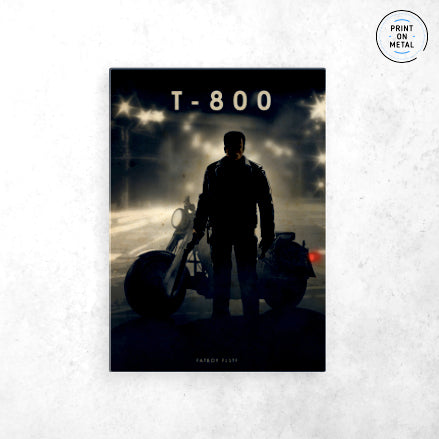 T 800 + Harley Davidson Fatboy  Poster - " Printed on Steel "